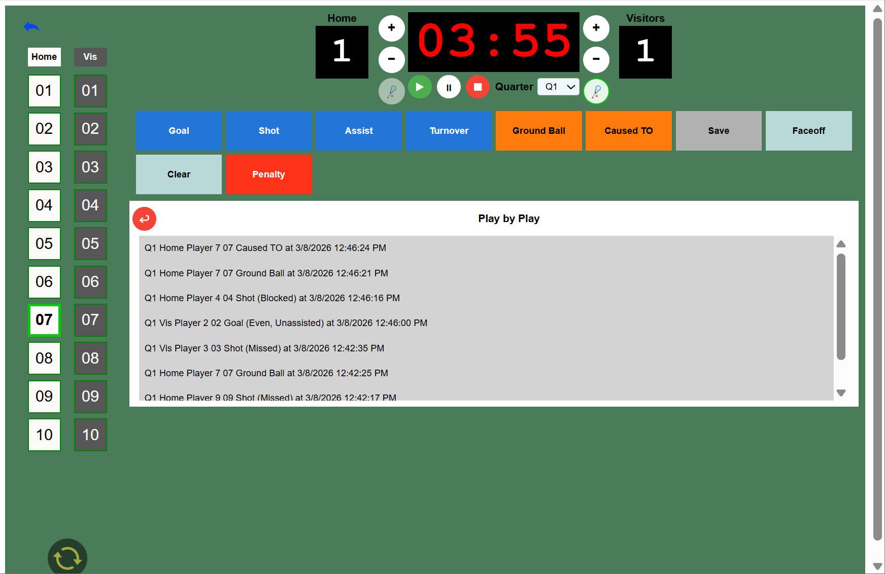 Lacrosse Trak men's game action page