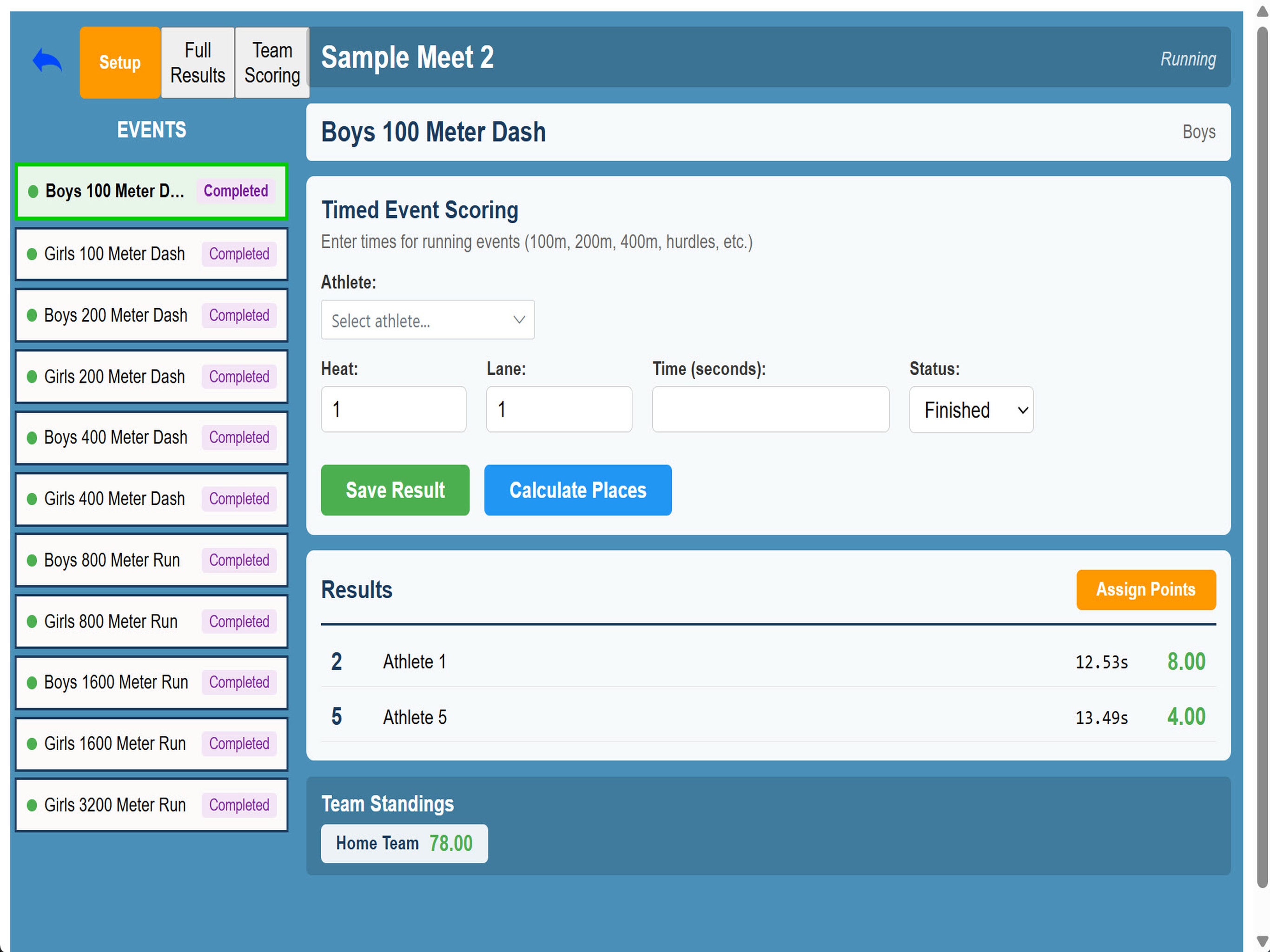 Live Meet Tracking